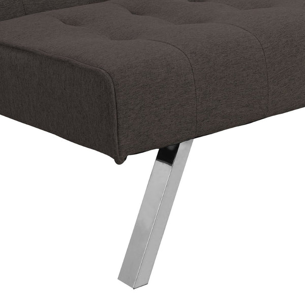English Elm Wood Frame Futon Sofa Bed with Steel Legs Faux Linen Upholstery for Studio Living W21481810