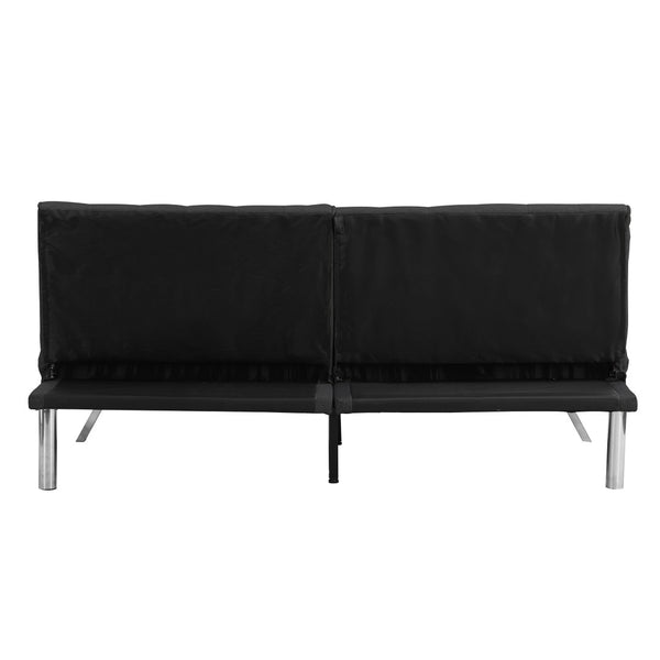 English Elm Wood Frame Futon Sofa Bed with Steel Legs Convertible Sleeper for Compact Living W21482229