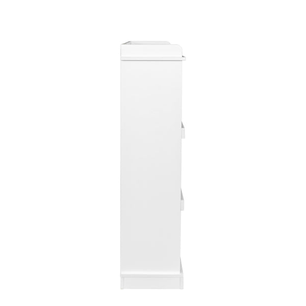 English Elm 10-shelf Bookcase with Cubby Storage and Label Holders, Melamine-Finish Wood Organizer for Home and Office White W33165697