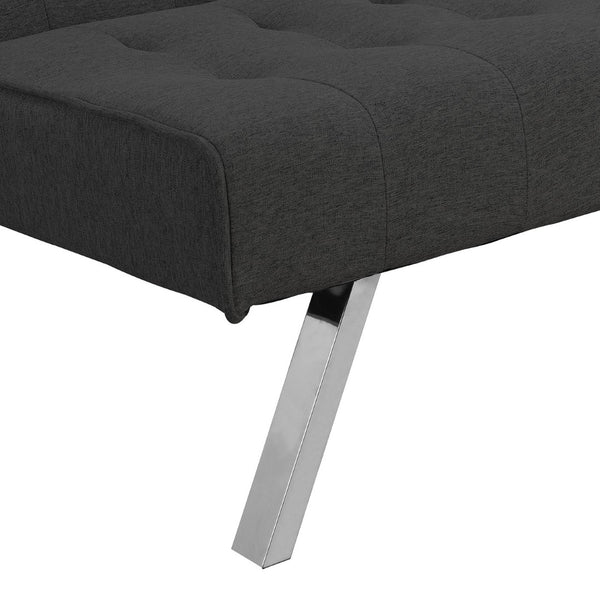 English Elm Wood Frame Futon Sofa Bed with Steel Legs Convertible Sleeper for Compact Living W21482229