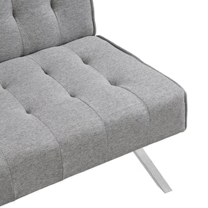 English Elm Wood Frame Futon Sofa Bed with Steel Legs Converts for Living Room or Guest Use W21482306