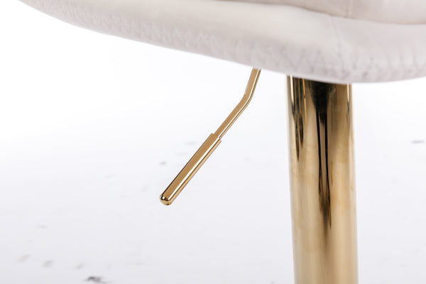 English Elm Set of 2 Velvet Swivel Bar Stools with Gold Legs, Chrome Footrest, Height Adjustable Modern Counter Chairs Cream W124983610