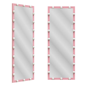 English Elm Hollywood Full Length LED Vanity Mirror with 22 Bulbs Touch Control 3 Colors 3 Brightness Pink W70881113