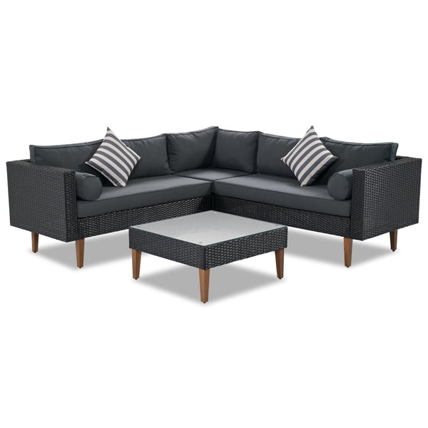 English Elm <old Sku Fg201221aae> Go L-shaped Wicker Patio Set Resort Style Outdoor Sectional with Coffee Table N704G201221E