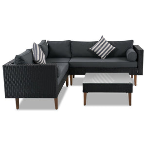 English Elm <old Sku Fg201221aae> Go L-shaped Wicker Patio Set Resort Style Outdoor Sectional with Coffee Table N704G201221E
