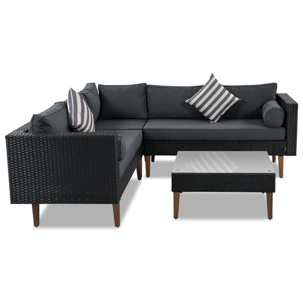 English Elm <old Sku Fg201221aae> Go L-shaped Wicker Patio Set Resort Style Outdoor Sectional with Coffee Table N704G201221E