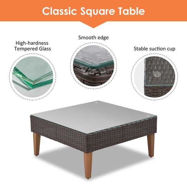 English Elm GO Outdoor Wicker Sofa Set - 4-Piece L-Shape Patio Ensemble with Waterproof Cushions, UV-Resist FG201221AAA