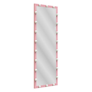 English Elm Hollywood Full Length LED Vanity Mirror with 22 Bulbs Touch Control 3 Colors 3 Brightness Pink W70881113