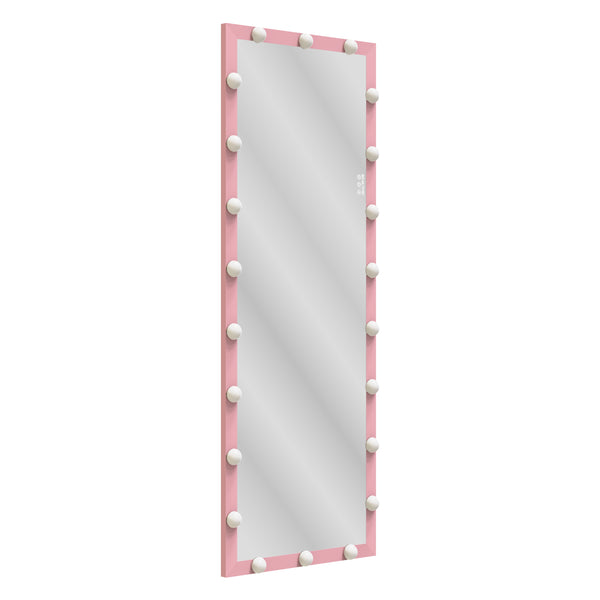 English Elm Hollywood Full Length LED Vanity Mirror with 22 Bulbs Touch Control 3 Colors 3 Brightness Pink W70881113
