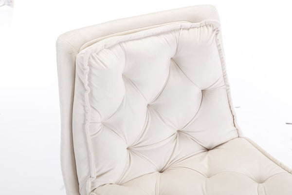 English Elm Set of 2 Velvet Swivel Bar Stools with Gold Legs, Chrome Footrest, Height Adjustable Modern Counter Chairs Cream W124983610