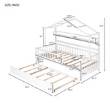 Hearth and Haven Wooden Twin Size House Bed with Trundle, Kids Bed with Shelf WF301682AAK