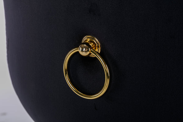 English Elm Set of 2 Velvet Swivel Bar Stools with Gold Legs, Chrome Footrest, Height Adjustable Modern Counter Chairs Black W124983609