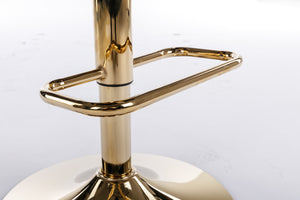 English Elm Set of 2 Velvet Swivel Bar Stools with Gold Legs, Chrome Footrest, Height Adjustable Modern Counter Chairs Black W124983609