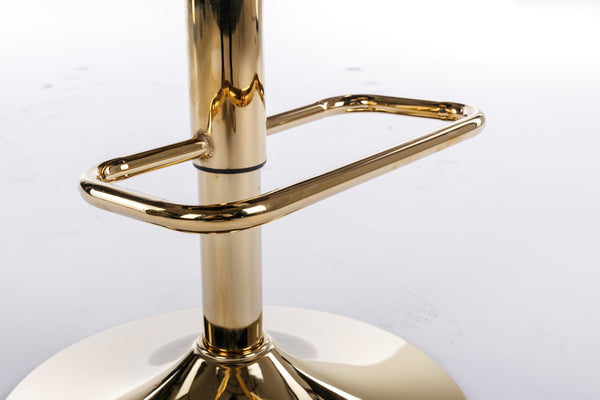 English Elm Set of 2 Velvet Swivel Bar Stools with Gold Legs, Chrome Footrest, Height Adjustable Modern Counter Chairs Black W124983609