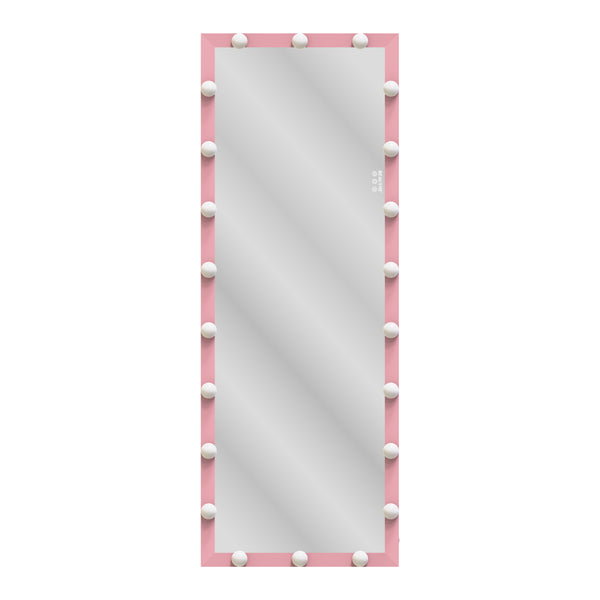 English Elm Hollywood Full Length LED Vanity Mirror with 22 Bulbs Touch Control 3 Colors 3 Brightness Pink W70881113