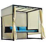 Outdoor Swing Bed with Adjustable Curtains