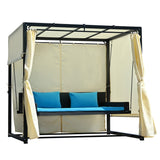 Hearth and Haven Outdoor Swing Bed with Adjustable Curtains, Blue