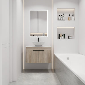 English Elm 30" Modern Floating Bathroom Vanity Set With Ceramic Sink, Soft Close Doors & Ample Storage Space W999S00020