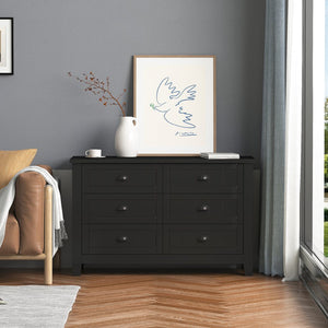 English Elm Drawer Dresser BAR CABINET with Anti-Tilt Anchor, Birch Frame, Soft-Closing Slides, Retro Shell Handles — Black W679S00032