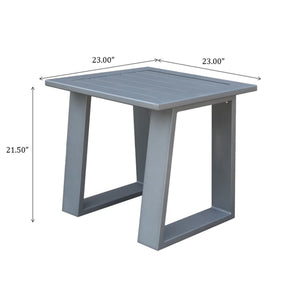English Elm Outdoor Aluminum Square End Table, Powdered Pewter Finish — 24" Compact, Rust‑Proof, UV‑Resistant Patio Side Table B01051497