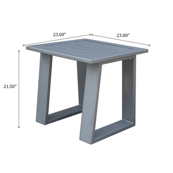 English Elm Outdoor Aluminum Square End Table, Powdered Pewter Finish — 24" Compact, Rust‑Proof, UV‑Resistant Patio Side Table B01051497