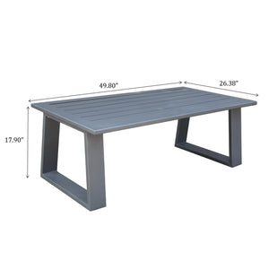 English Elm Coffee Table Powder Pewter Aluminum Outdoor Coffee Table 52" Rectangular Weather‑Resistant Rustproof Durable Portable Elegance B01051499