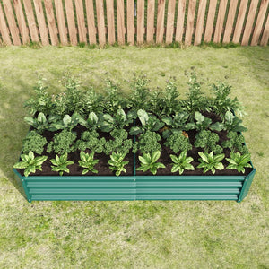 English Elm Raised Garden Bed Outdoor 72"x36"x12" Corrugated Metal Planter with Open Base for Healthy Growth and Drainage Green W84091003