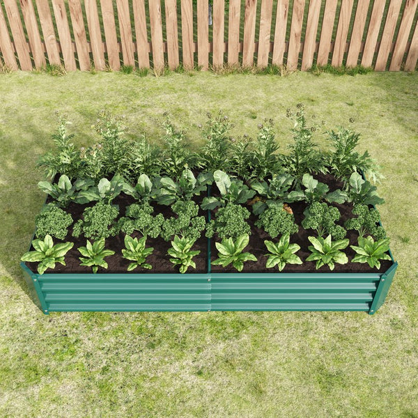 English Elm Raised Garden Bed Outdoor 72"x36"x12" Corrugated Metal Planter with Open Base for Healthy Growth and Drainage Green W84091003