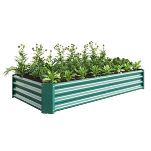 English Elm Raised Garden Bed Outdoor 72"x36"x12" Corrugated Metal Planter with Open Base for Healthy Growth and Drainage Green W84091003