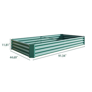 English Elm 2pcs Galvanized Steel Rectangular Raised Garden Beds Rust Proof Outdoor Planting Set W840P478542
