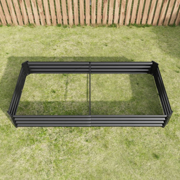 English Elm 2pcs Galvanized Steel Rectangular Raised Garden Beds Rust Resistant Outdoor Planter Set W840P478540