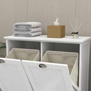 English Elm Two-compartment Tilt Out Laundry Sorter with Fabric Bags Mdf Cabinet for Bathroom W112049950