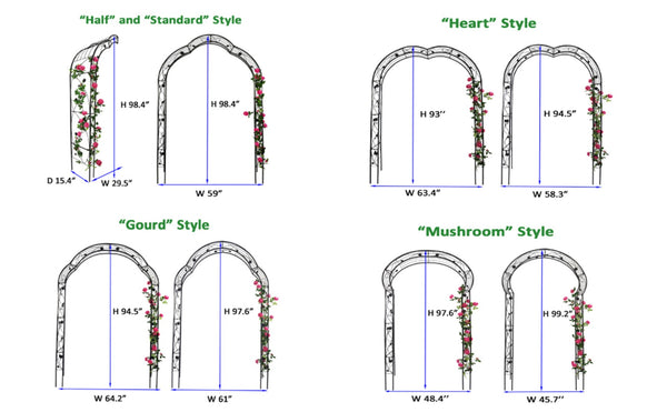 English Elm Metal Gothic Arch Garden Arbor Powder Coated Steel Trellis for Climbing Roses Black W158681100