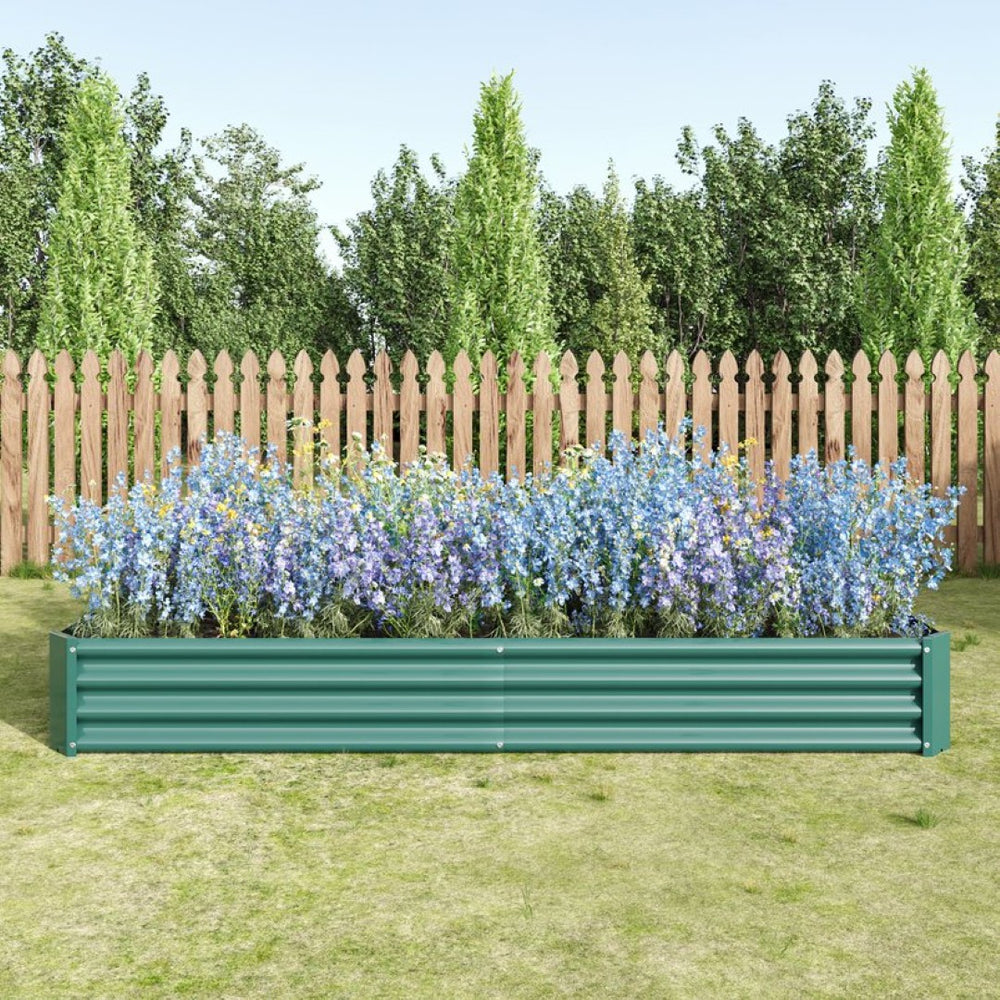 English Elm 2pcs Galvanized Steel Rectangular Raised Garden Beds Rust Proof Outdoor Planting Set W840P478542