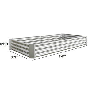 English Elm 2pcs Galvanized Steel Rectangular Raised Garden Beds Rust Resistant Outdoor Planter Set W840P478541
