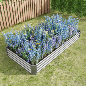 English Elm 2pcs Galvanized Steel Rectangular Raised Garden Beds Rust Resistant Outdoor Planter Set W840P478541