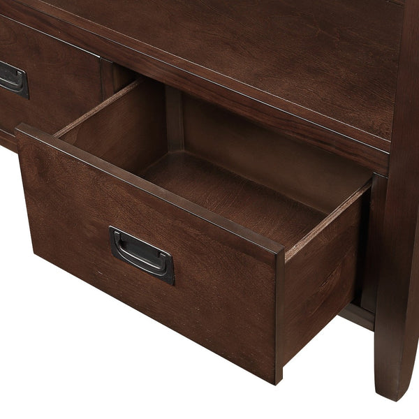 English Elm 36'' Pine Wood Farmhouse Console Table with Four Drawers and Open Shelf for Entryway W120290510
