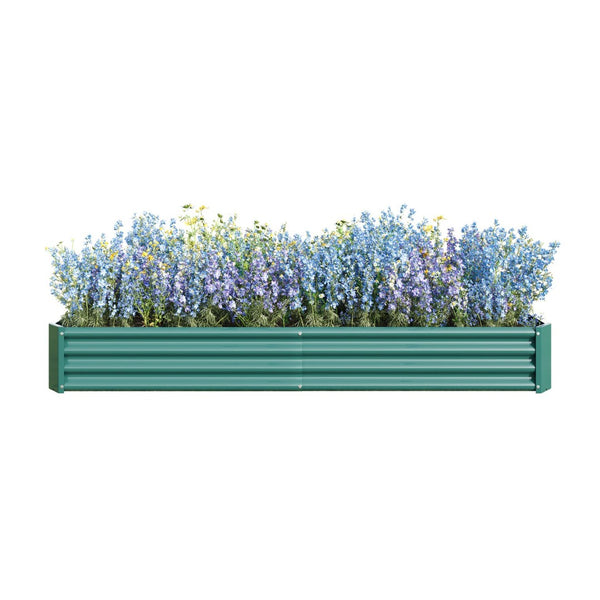 English Elm 2pcs Galvanized Steel Rectangular Raised Garden Beds Rust Proof Outdoor Planting Set W840P478542