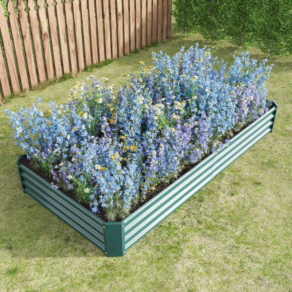English Elm 2pcs Galvanized Steel Rectangular Raised Garden Beds Rust Proof Outdoor Planting Set W840P478542