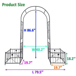 English Elm Metal Garden Arch with Planter Stands Powder Coated Steel Climbing Rose Support W158681135