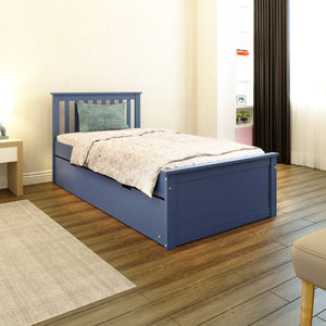 English Elm Blue Solid Wood Twin Trundle Bed with White Finish — Durable Brazilian Made Space-Saving Design B03791638