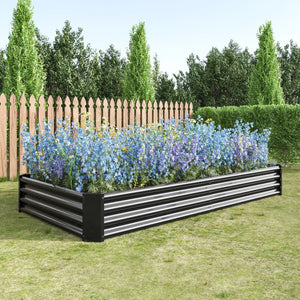 English Elm 2pcs Galvanized Steel Rectangular Raised Garden Beds Rust Resistant Outdoor Planter Set W840P478540