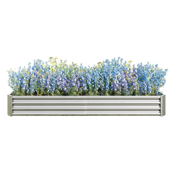 English Elm 2pcs Galvanized Steel Rectangular Raised Garden Beds Rust Resistant Outdoor Planter Set W840P478541