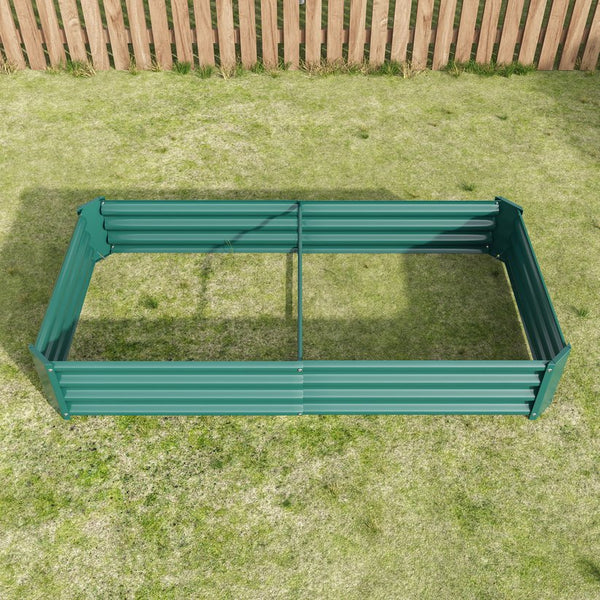 English Elm Raised Garden Bed Outdoor 72"x36"x12" Corrugated Metal Planter with Open Base for Healthy Growth and Drainage Green W84091003