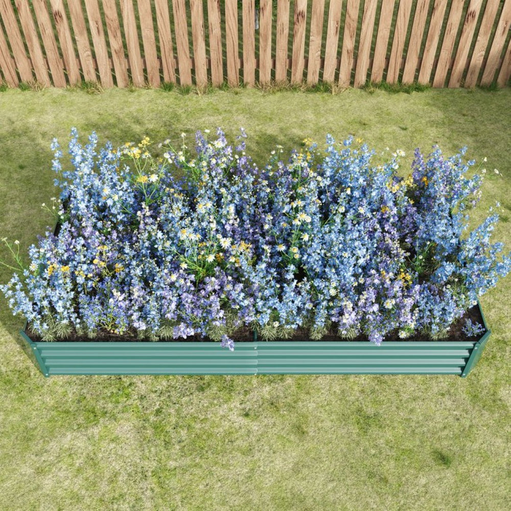 English Elm 2pcs Galvanized Steel Rectangular Raised Garden Beds Rust Proof Outdoor Planting Set W840P478542