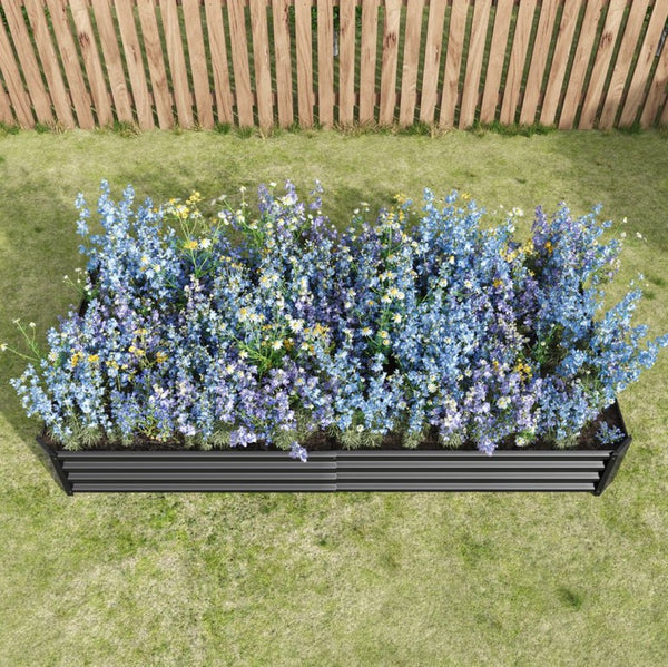 English Elm 2pcs Galvanized Steel Rectangular Raised Garden Beds Rust Resistant Outdoor Planter Set W840P478540