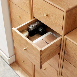English Elm Solid Oak Cabinet with Brass Hardware Modular Nightstand or Living Room Storage W128373063