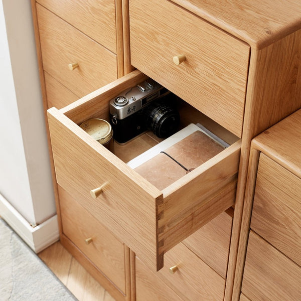 English Elm Solid Oak Cabinet with Brass Hardware Modular Nightstand or Living Room Storage W128373063