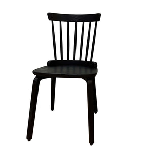 English Elm Dining Windsor Chairs Set of 2 - Farmhouse Black Spindle Back Rubberwood Seating for Kitchen Dining Room, Classic Curved Design W76091625