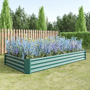 English Elm 2pcs Galvanized Steel Rectangular Raised Garden Beds Rust Proof Outdoor Planting Set W840P478542